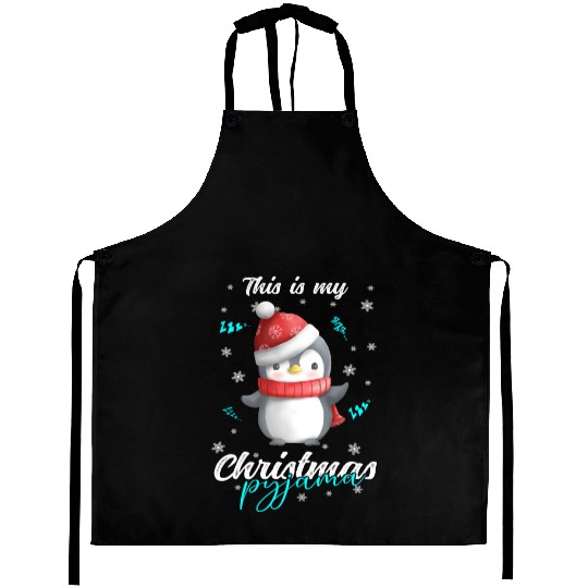 Winter Christmas Pyjama Penguin Aprons