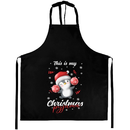 Winter Christmas Pyjama Penguin Aprons