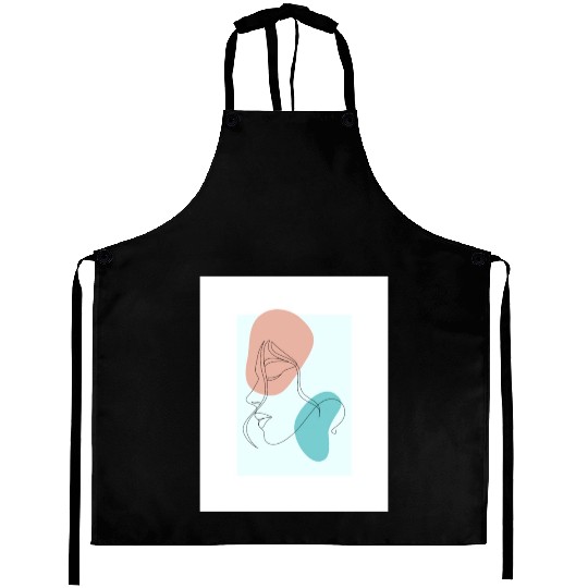 beige minimalist woman line art Aprons