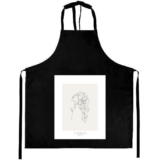 beige minimalist woman line art Aprons