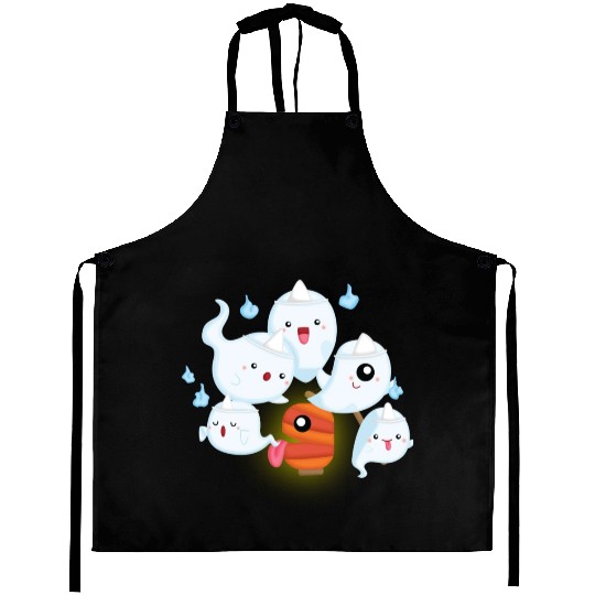 Cute Japanese Ghost, Halloween Aprons