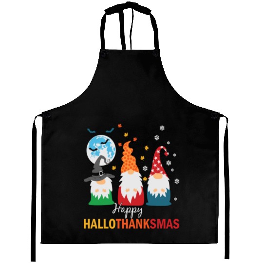 Happy Hallothanksmas Gnomes Lover Halloween Aprons