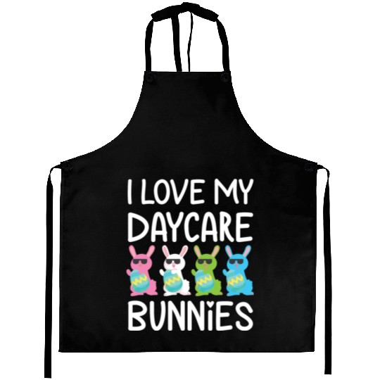 I Love My Daycare Bunnies Cute Teacher Easter Day Aprons