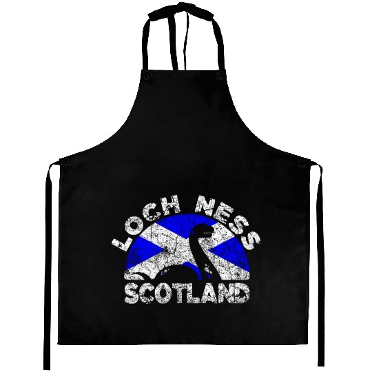 Distressed Loch Ness Monster Scotland Flag Aprons