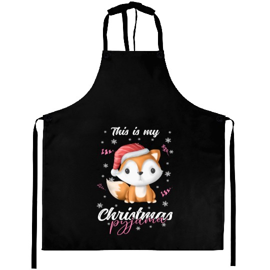 Winter Christmas Pyjama Fox Aprons