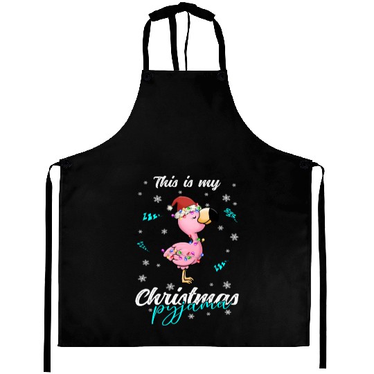 Winter Christmas Pyjama Flamingo Aprons