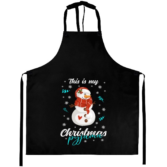 Winter Christmas Pyjama Snowman Aprons