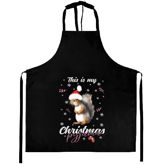 Winter Christmas Pyjama Squirrel Aprons