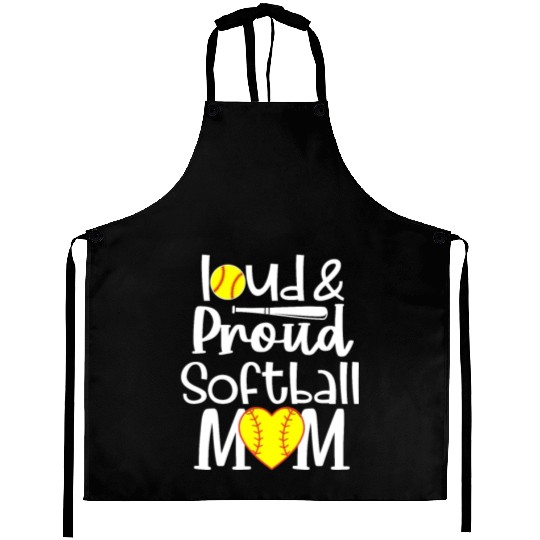 Funny Quote Loud Proud Bleached Softball Mom Aprons