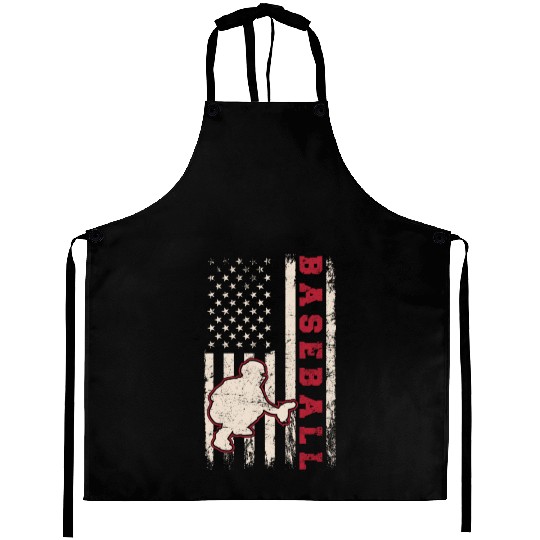 Baseball Catcher USA Flag Patriotic American Flag Aprons