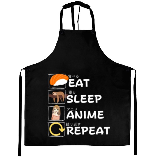Eat Sleep Anime Repeat Aprons, Anime Manga
