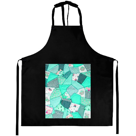 Green Baby Patchwork Sarilmak Pattern Teddy Bear Aprons