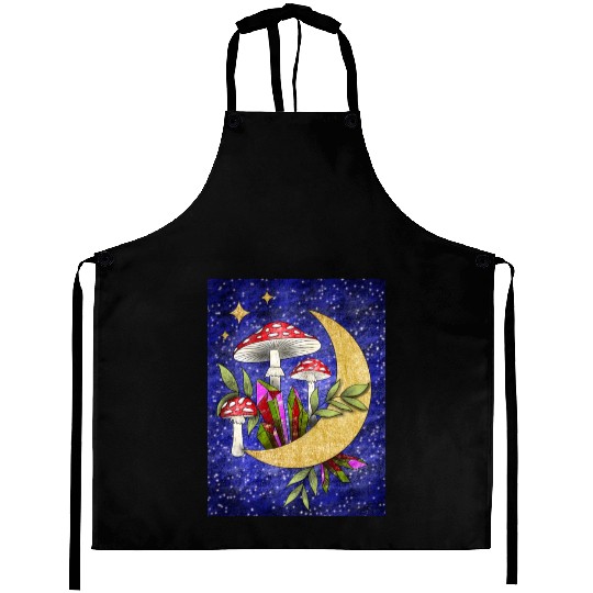 Mushrooms in the moonshine with background Aprons