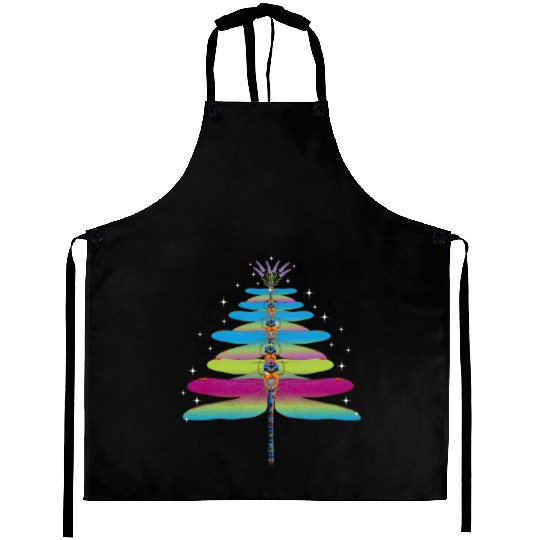 Dragonfly Christmas Tree Funny Insects Lover Xmas Aprons