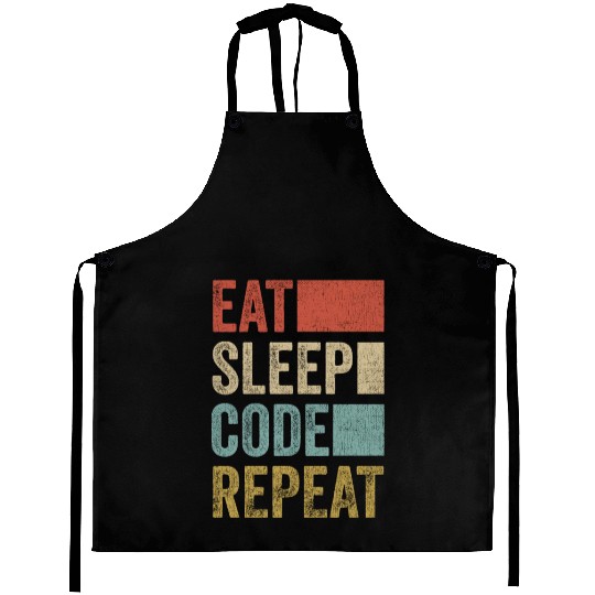 Software Developer Coder Retro Eat Sleep Code Aprons
