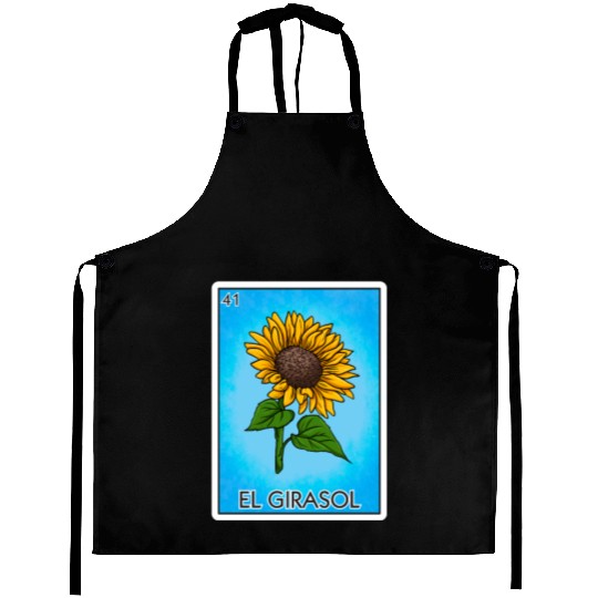 El Girasol Sunflower Card Mexican Lottery Card Aprons