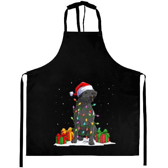 Black Lab Labrador Christmas Lights Pajama Dog Aprons