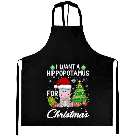 I Want A Hippopotamus For Christmas Hippo Aprons