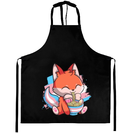 Transgender Pride Kawaii Fox Ramen Noodles Trans F Aprons