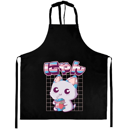 Transgender Pride Kawaii Cat Strawberry Milk Trans Aprons