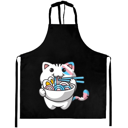 Transgender Pride Kawaii Cat Ramen Noodles Trans F Aprons