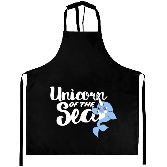 Unicorn of the sea narwhal humor Aprons