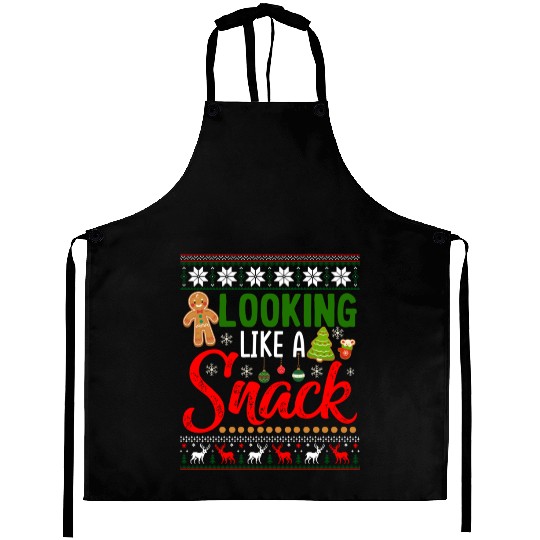 Looking Like A Snack Funny Christmas Cookie Ugly Aprons