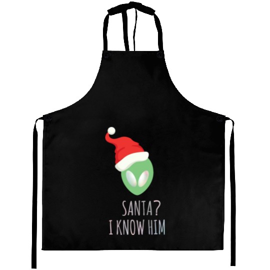 Santa? I know him. Merry Christmas. Happy New Year Aprons
