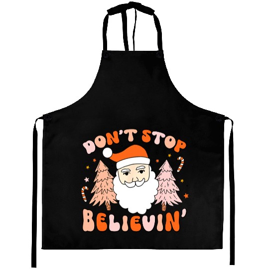 Retro Groovy Don't Stop Believin' Christmas Cute Aprons