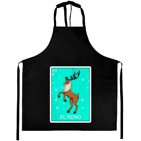 El Reno Reindeer Card Mexican Lottery Christmas Aprons
