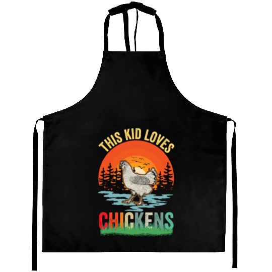 Retro Chicken Lover Farm Animal Kids Aprons
