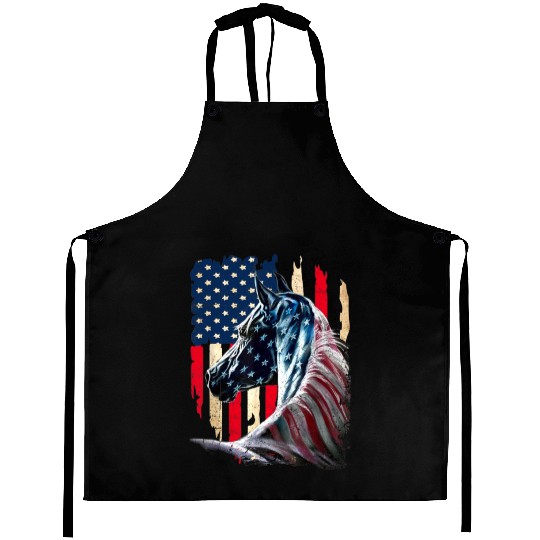 Patriotic Horse American Flag - Horse Vintage Aprons