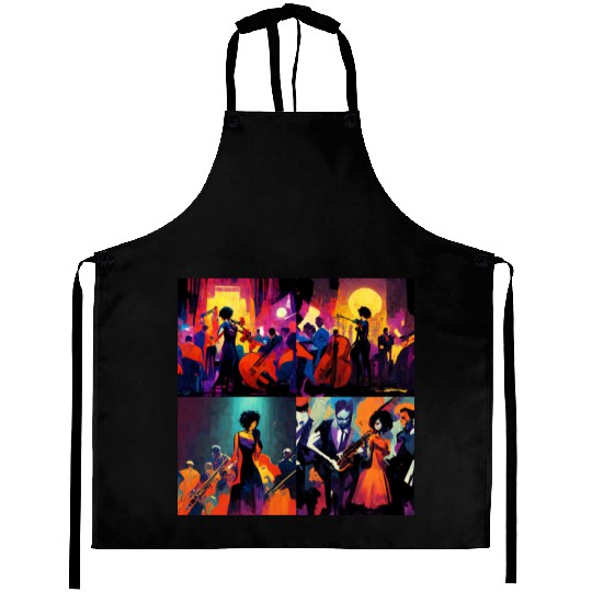 Jazz girls, jazz painting with beautiful girls Aprons