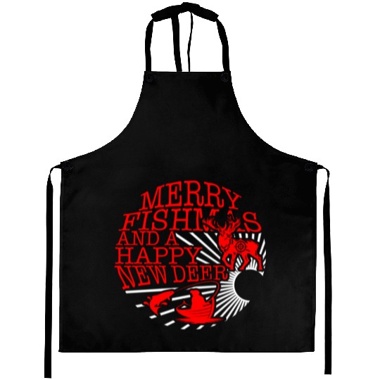 Christmas Aprons, Merry Fishmas And Happy New Deer