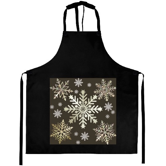 Beige Snowflakes Christmas Pattern Aprons
