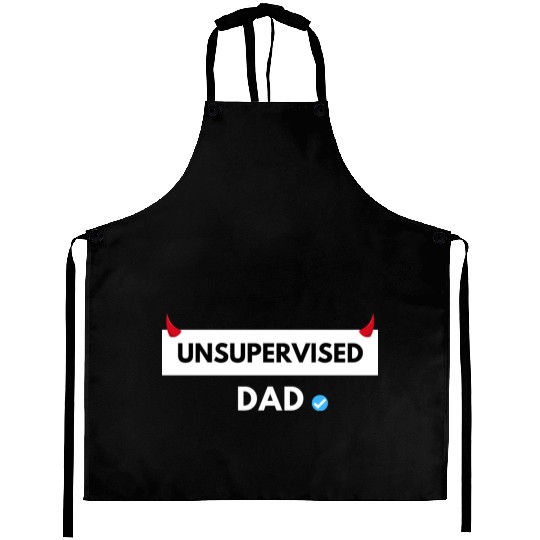 UNSUPERVISED DAD FUNNY CUTE DESIGN Aprons