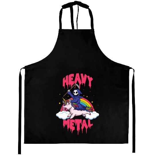 Grim Unicorn Rainbow Metal Music Heavy Rock Aprons
