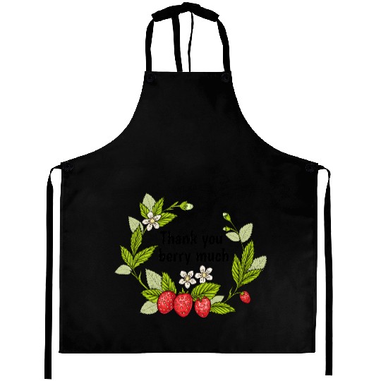 Thank you berry much, cute pun with strawberry Aprons