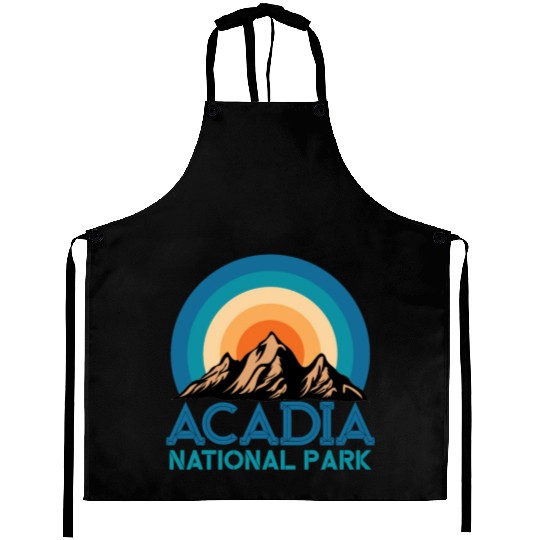 Cool Vintage Retro Acadia National Park Mountain Aprons