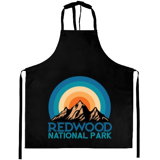 Cool Vintage Retro Redwood National Park Mountain Aprons