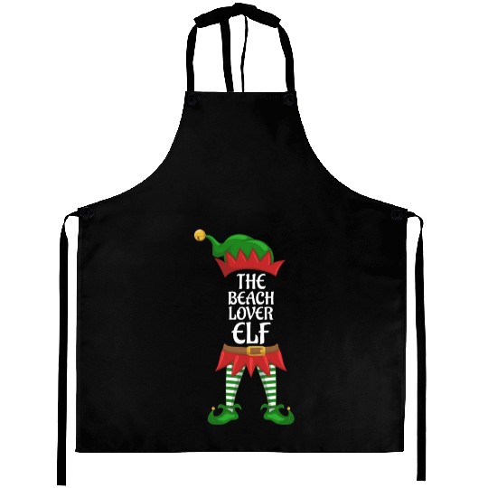 Beach Lover Elf Family Matching Christmas Party Aprons