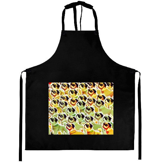 Pug, anime, comic or retro style. I love my dog! Aprons