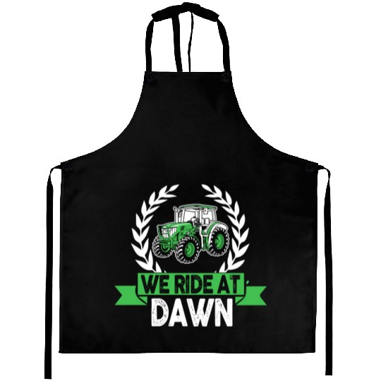 We Ride At Dawn Dad Lawn Mower Make Laugh Day Yard Aprons