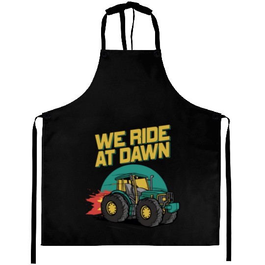 We Ride At Dawn Dad Lawn Mower Make Laugh Day Yard Aprons