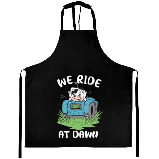 We Ride At Dawn Dad Lawn Mower Make Laugh Day Yard Aprons