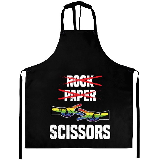 Womens Rock Paper Scissors Funny Lgbt Pride Aprons