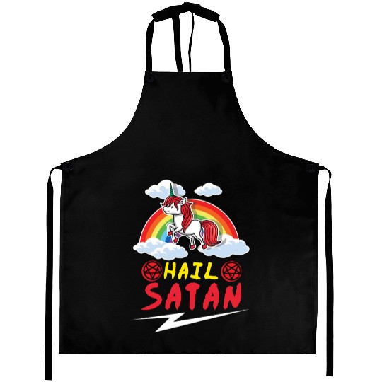 Satan Unicorn Rainbow Metal Music Lover Rock Aprons