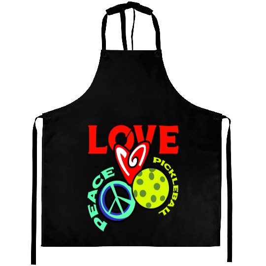 I Love Pickleball Funny Pickle Ball Player Aprons