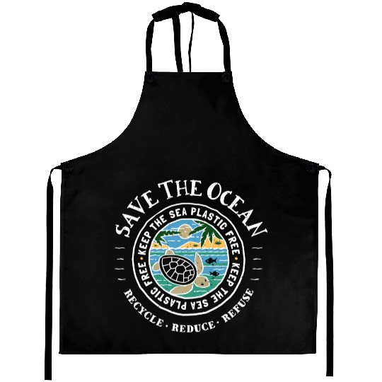 Save The Ocean Keep The Sea Plastic Free Turtle Aprons