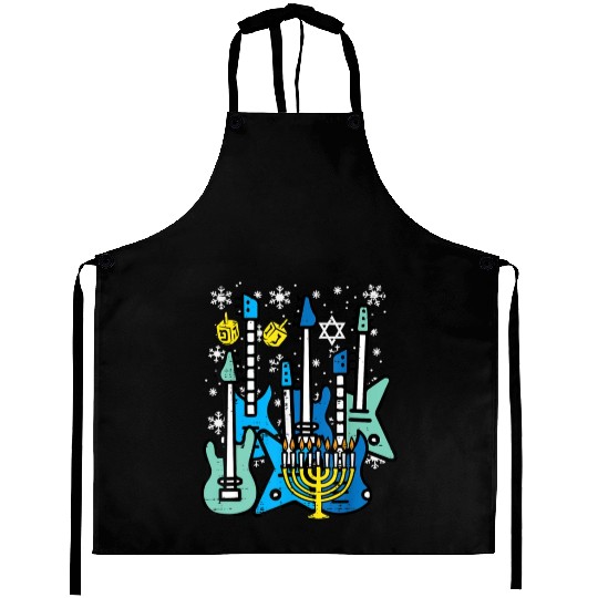 Hanukkah Guitars Chanukah Jewish Rock Rocker Aprons